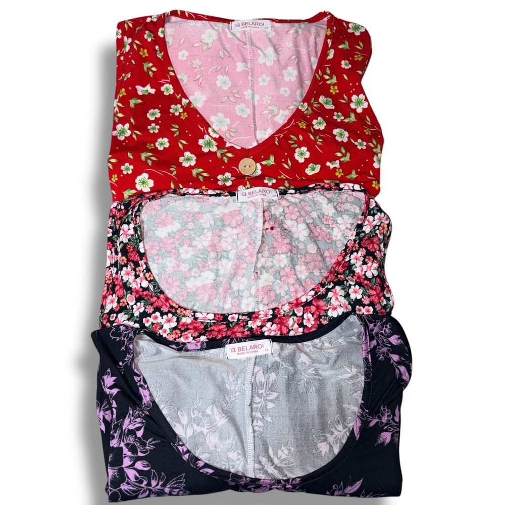 Belaroi Sleeveless Floral Dress Bundle 3X Multicolor Casual Summer Pockets 3pc
